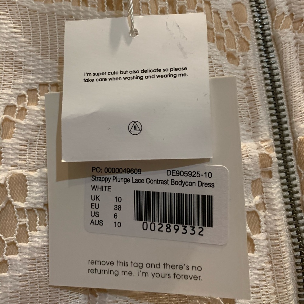 strappy plunge lace contrast bodycon dress white - Picture 5 of 5